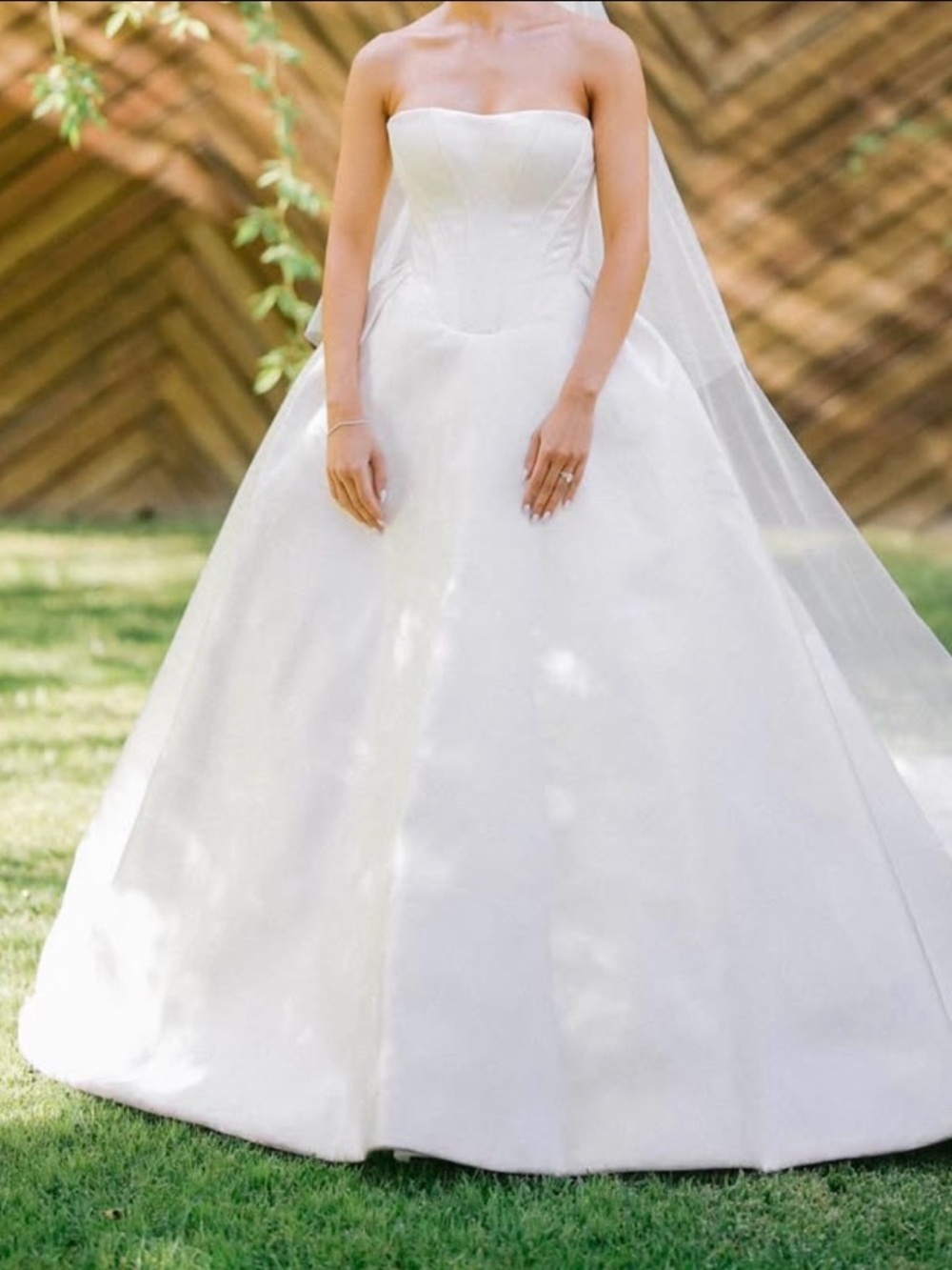 Strapless Ball Gown Wedding Dress in White